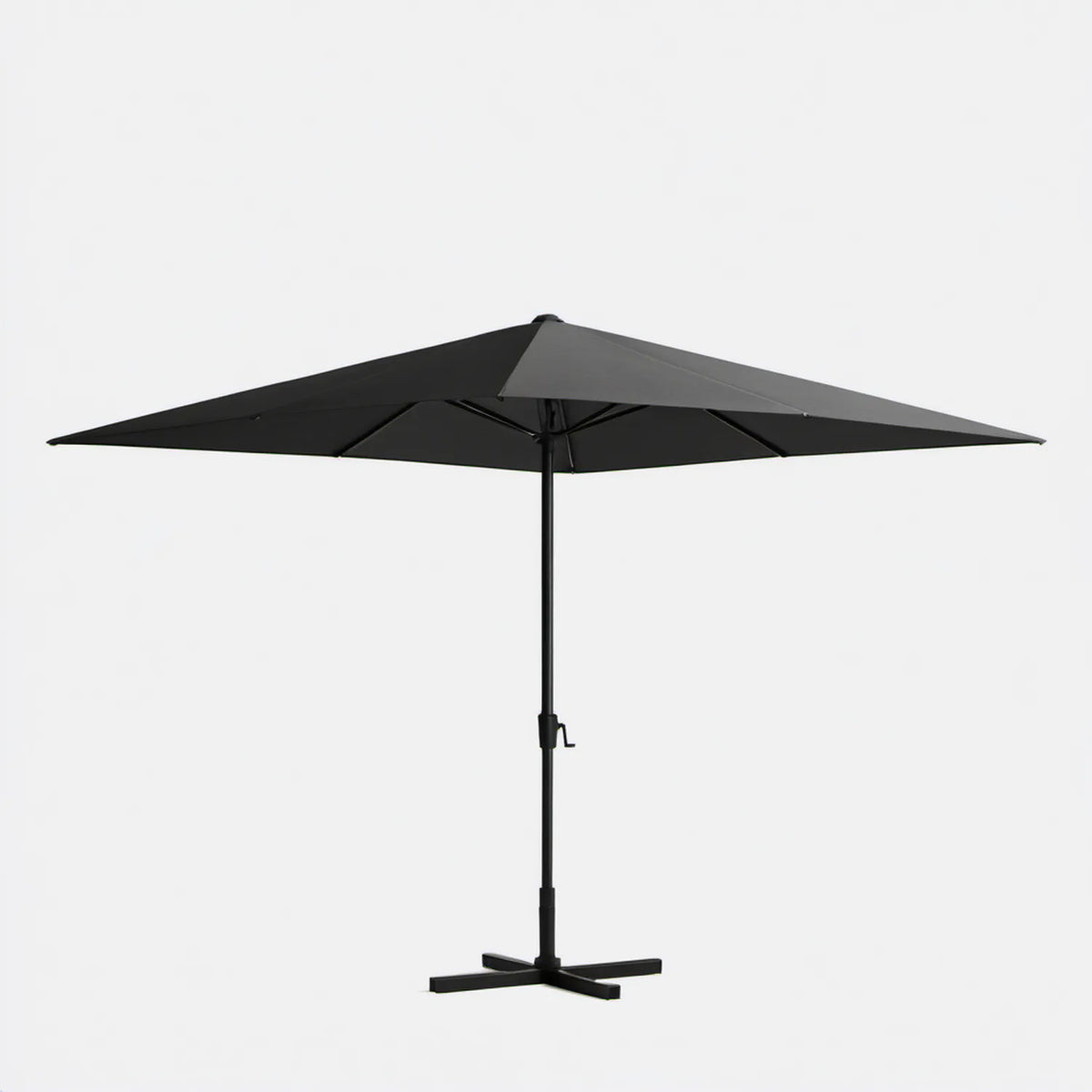 Czarny prostokątny parasol ogrodowy 300 x 200 cm z korbą i stalową podstawą