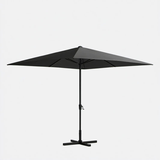 Czarny prostokątny parasol ogrodowy 300 x 200 cm z korbą i stalową podstawą