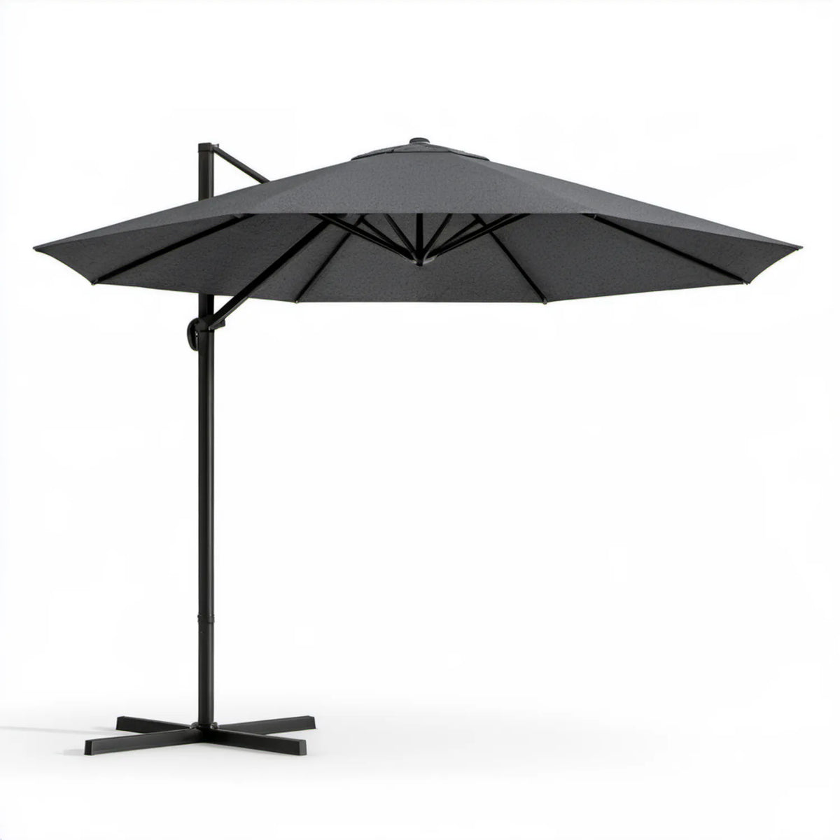 Boczny parasol ogrodowy kwadratowy 300 x 300 cm grafitowo-czarny z korbą